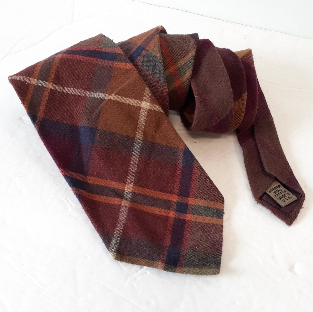 Structure Diagonal Plaid Cotton Rare Necktie